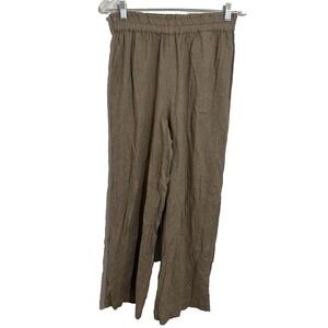 ONLY Tokyo High Waisted Linen Blend Wide Leg Pants Brown Taupe Size M 32